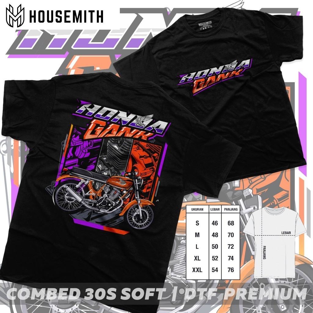 Favorite Custom  - Kaos Racing Dewasa HONDA GANK  Pria Wanita Motor Drag - Baju Distro Pria Wanita -