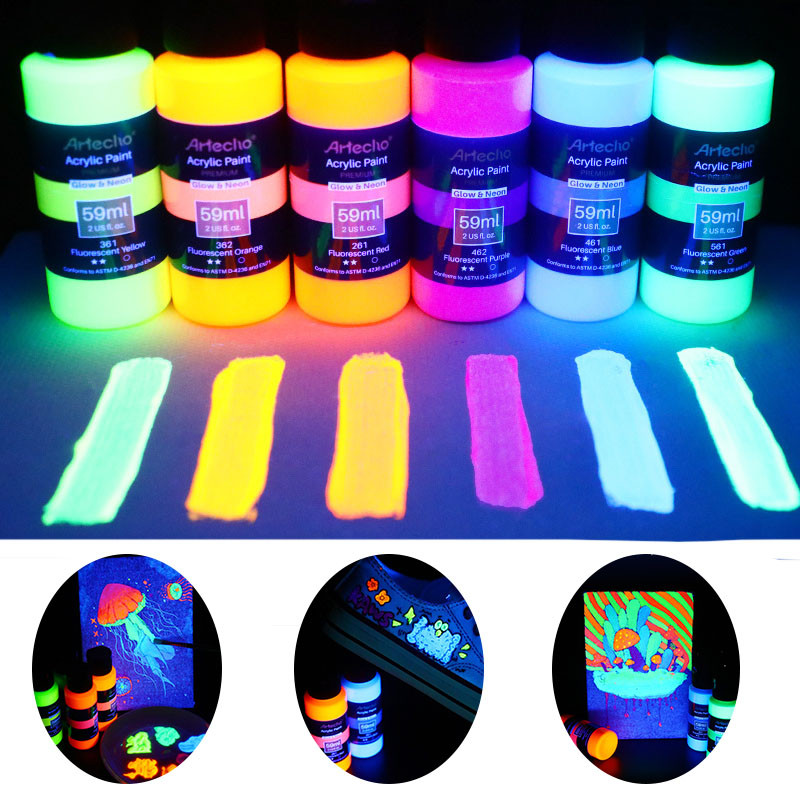 

59ml Glow-in-the-dark Acrylic Paints Clothes Shoes Wall Painting Textile Painting Luminous Dye Hand-drawn Graffiti