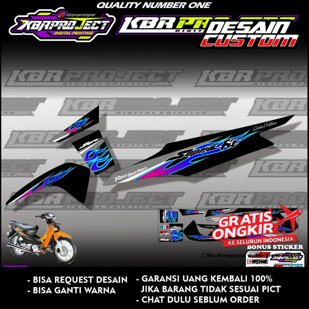 SUPRA FIT NEW STIKER STRIPING PREMIUM MOTOR PREMIUM KEREN LIS VARIASI SUPRA FIT NEW STIKER MOTOR HON