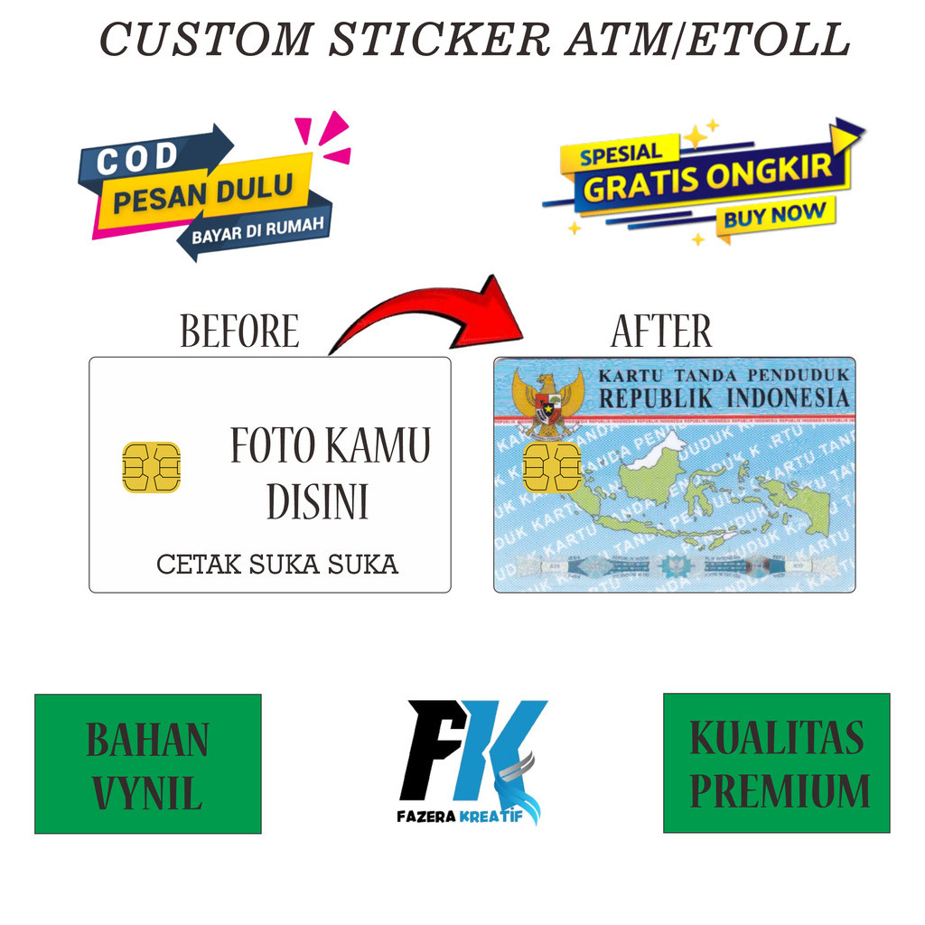 

Cetak Sticker Kartu Atm Skin Card Laminating Glossy Stiker BCA Mandiri Bri Bni Debit Credit Emoney, Flazz, E-toll, Tapcash