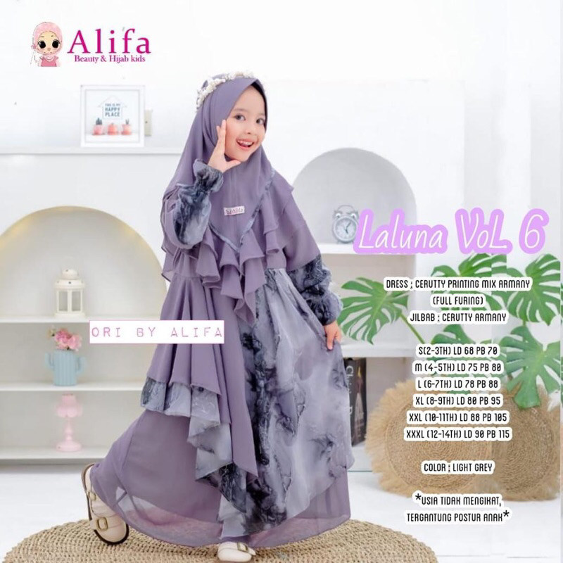(( KIDS STORE SOLO )) LALUNA SERIES / LALUNA VOL.6 DRESS KIDS (Gamis Anak) by Alifa