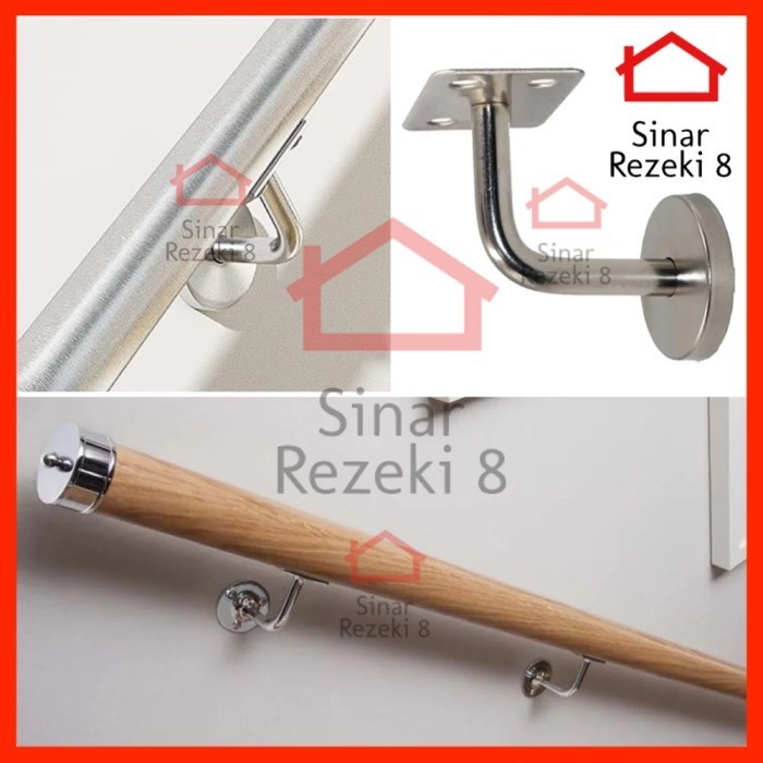 Bracket Handrail Tangga Stainless / Penyangga Pegangan Railing Tembok Dinding Railing Konektor