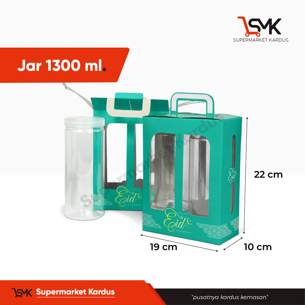 

Box Jar Premium 1300 ml Isi 2 Toples Bulat (19x10x22)