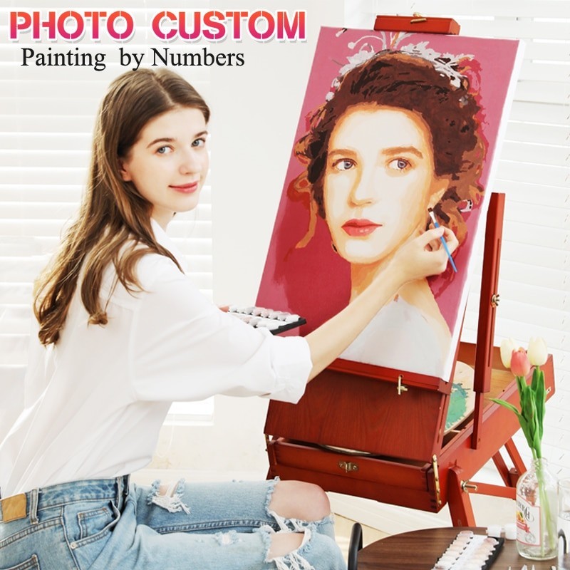 

Painting By Numbers Dropshipping Personality Photo Customized DIY Picture Drawing Coloring by Numbers Acrylic cat adult no frame