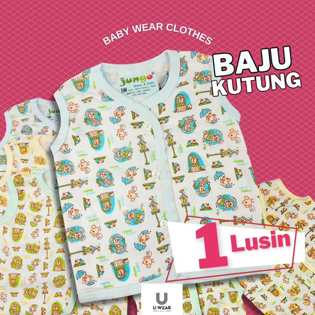 [1 Lusin] Atasan Baju Bayi Model Kutung Print Motif SNI