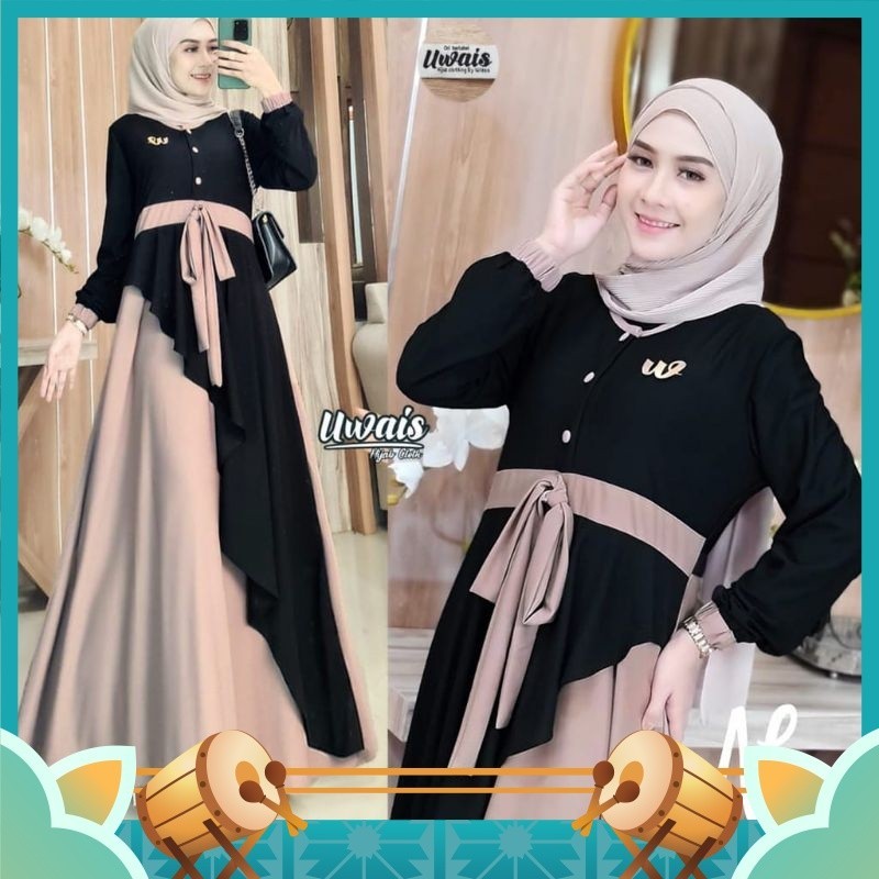 Baju Lebaran Gamis Dress Murah Cantik Premium / COD | UWAIS - NILAM MAXY DRESS BUSUI | GAMIS SYARI P