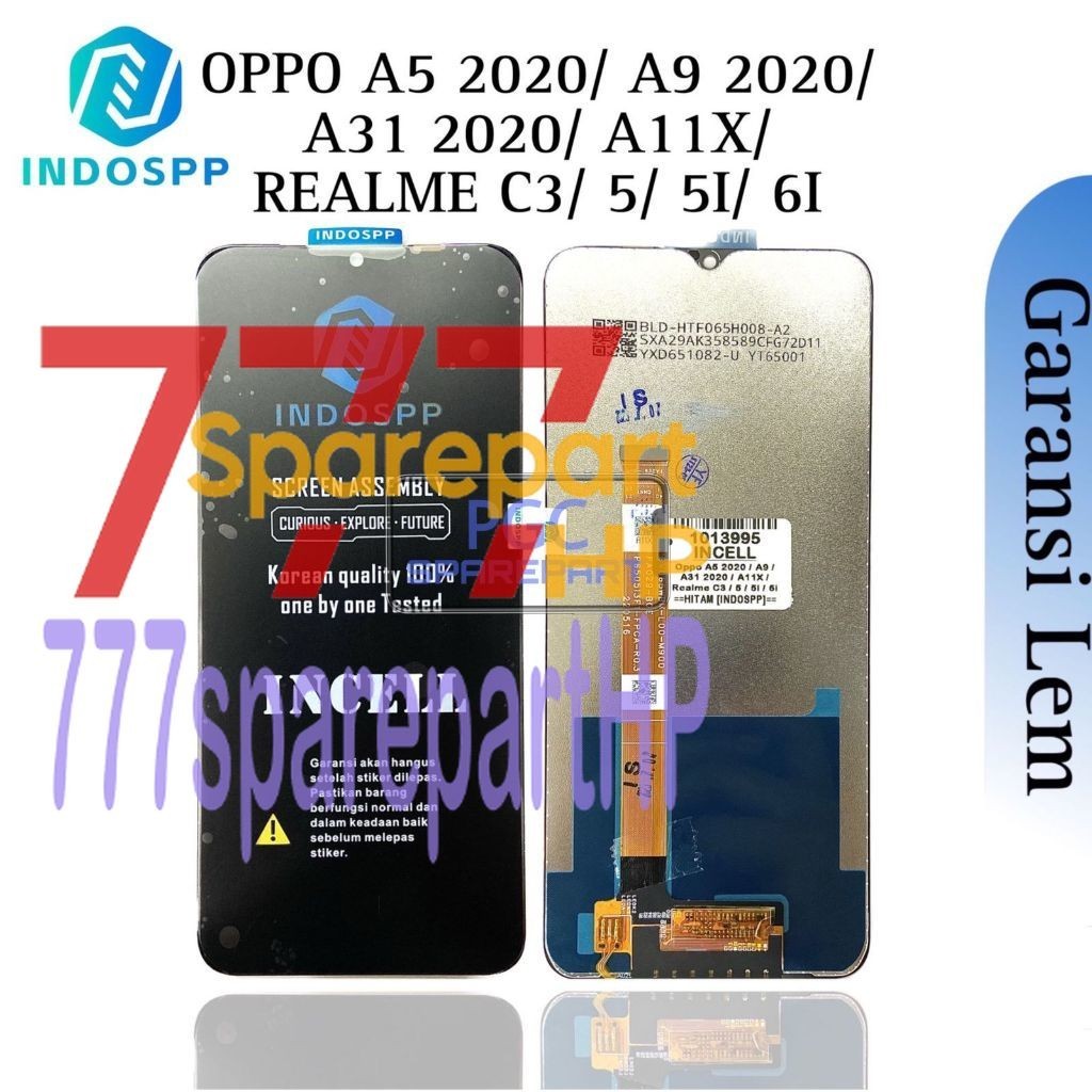 INCELL INDOSPP - LCD Touchscreen Fullset Oppo A5 2020 / CPH1931/ A9 2020 / A11X / CPH1937 / A31 2020 / CPH2015 / Realme 5 / RMX1911 / 5i / RMX2030 / 5S / RMX1925 / 6i / RMX2040 - GARANSI LEM - 777sparepartHP