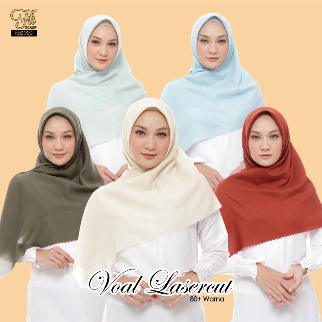 HIJAB POLOS SEGI EMPAT VOAL LASERCUT-FH3