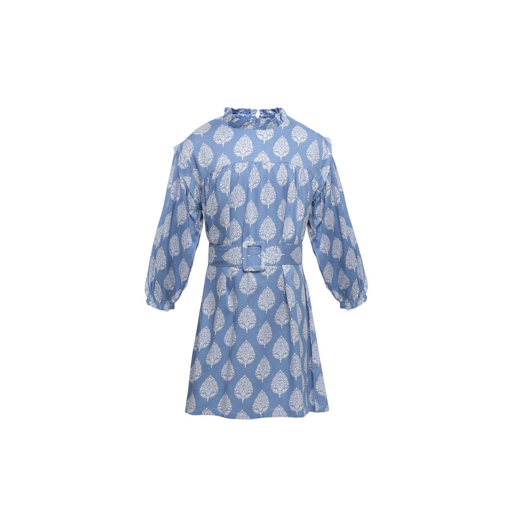 MFMW Lil Legyska Midi Dress Anak Biru Motif