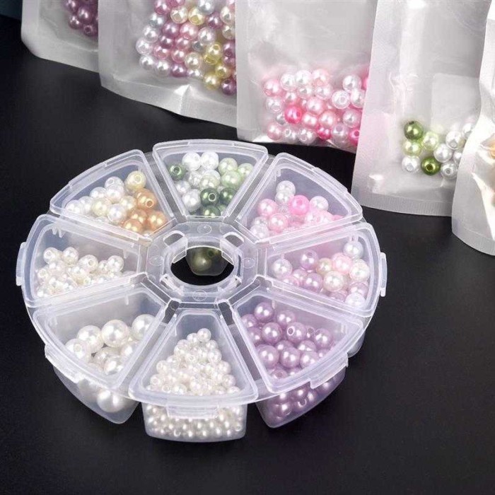 

DMKN Kotak Perhiasan Aksesoris Round Plastic Jewelry Box 8 Slot BTRL8Y