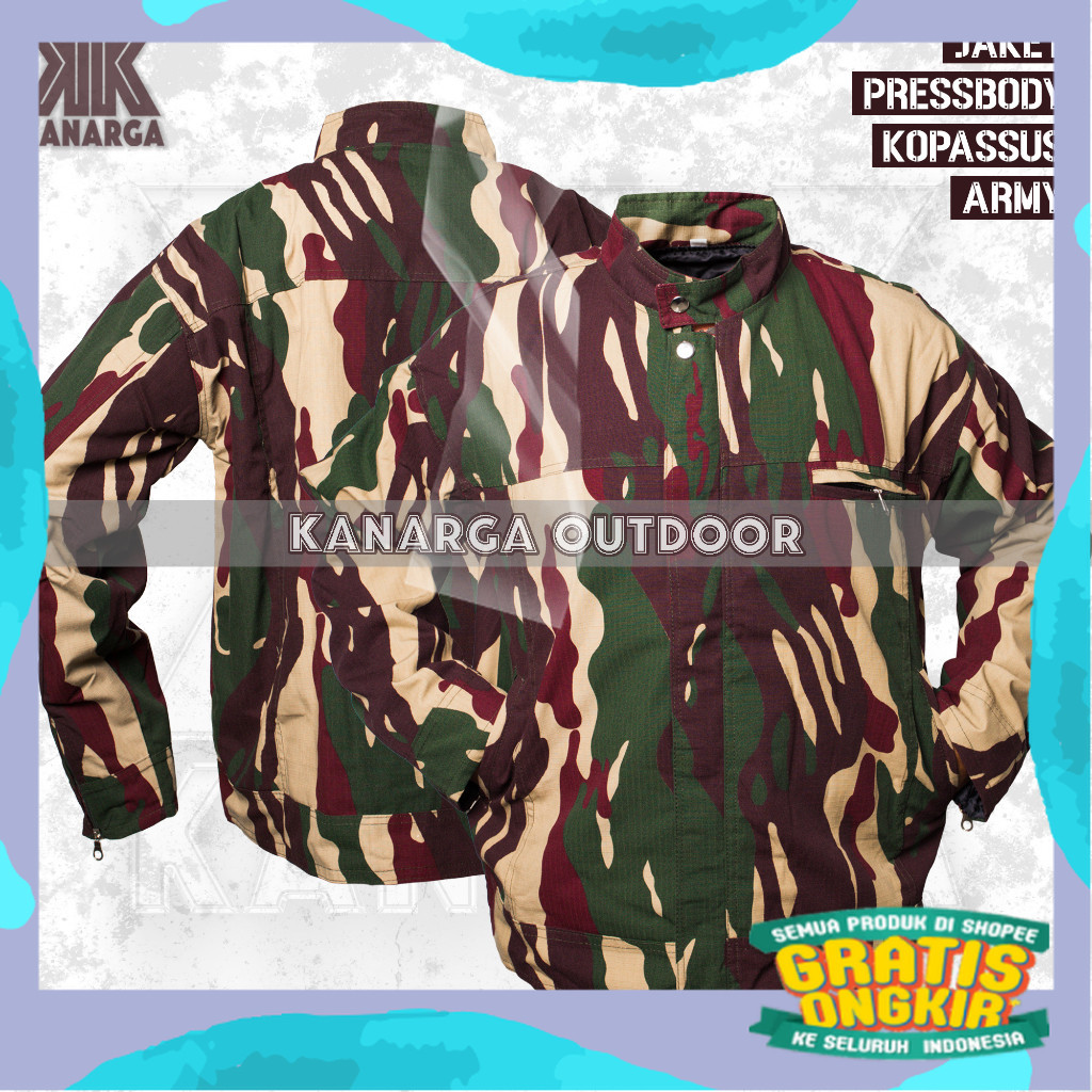 JAKET ARMY LORENG KOPASSUS PRESSBODY BAHAN RIPSTOP PREMIUM - JAKET BOMBER PRESS BODY KOPASSUS/ Pramb