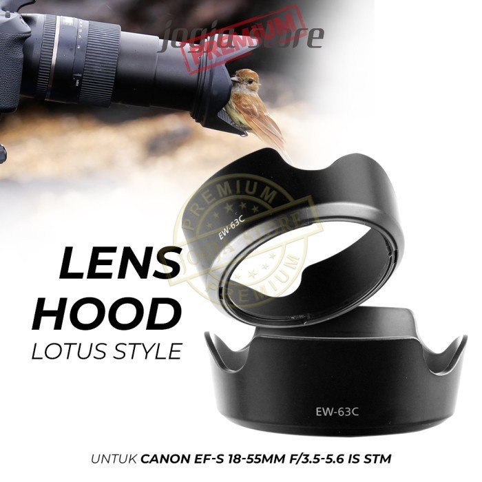Lens Hood EW-63C for Lensa Kamera Canon EF-S 18-55mm &amp; 55-250mm STM