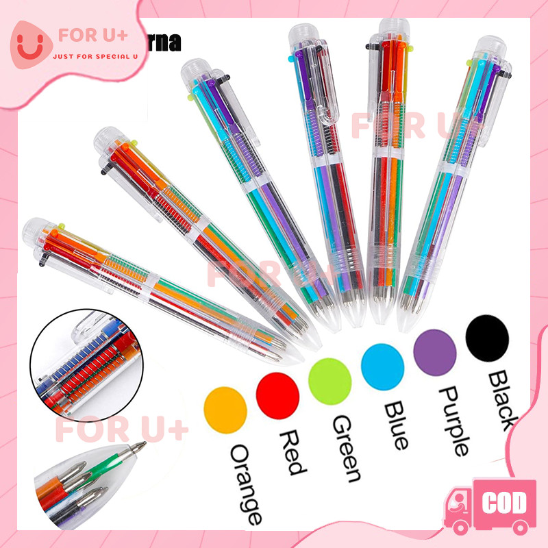 

Pulpen 6 Warna Transparan / Pena Ballpont Pen Six-in-One Color / Pulpen 6 Warna Tinta 6in1 Pena 0.5mm