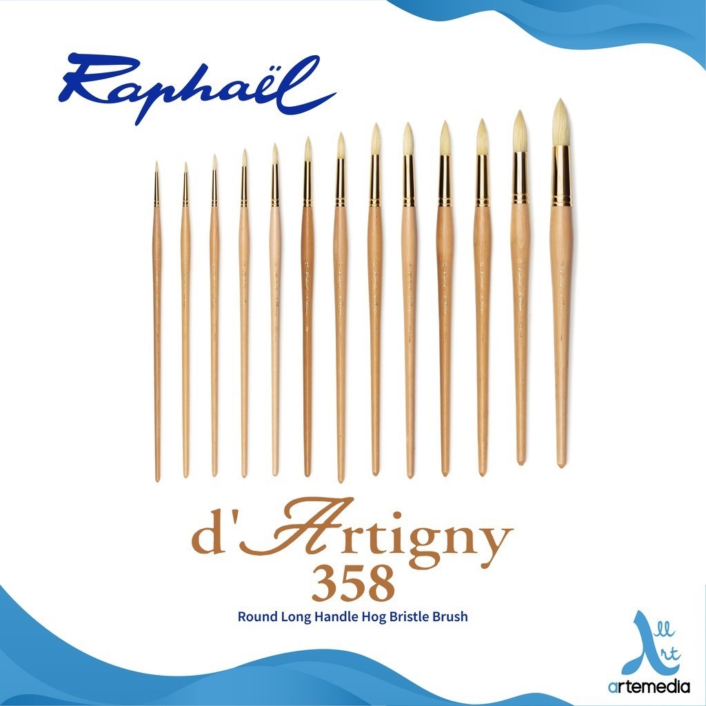 

Raphael 358 Kuas Lukis Round D Artigny Hog Bristle Brush Long Handle