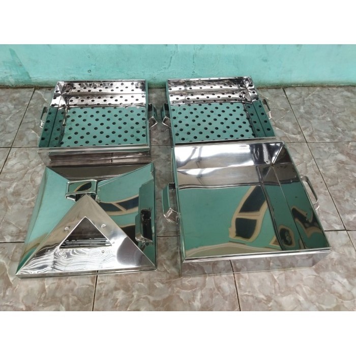 Klakat Susun / Dandang Kotak Tiga Susun / Alat Kukus Ukuran 35 x 35 CM