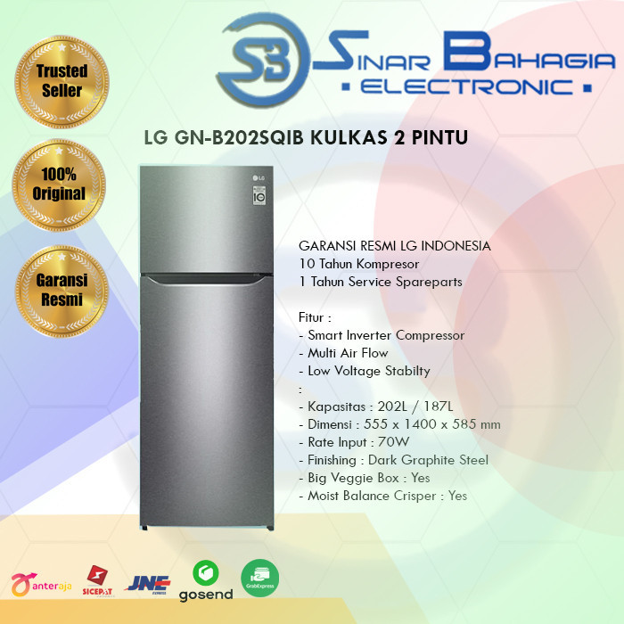 LG GN-B202SQIB KULKAS 2 PINTU (NEW) (KHUSUS BANDUNG)