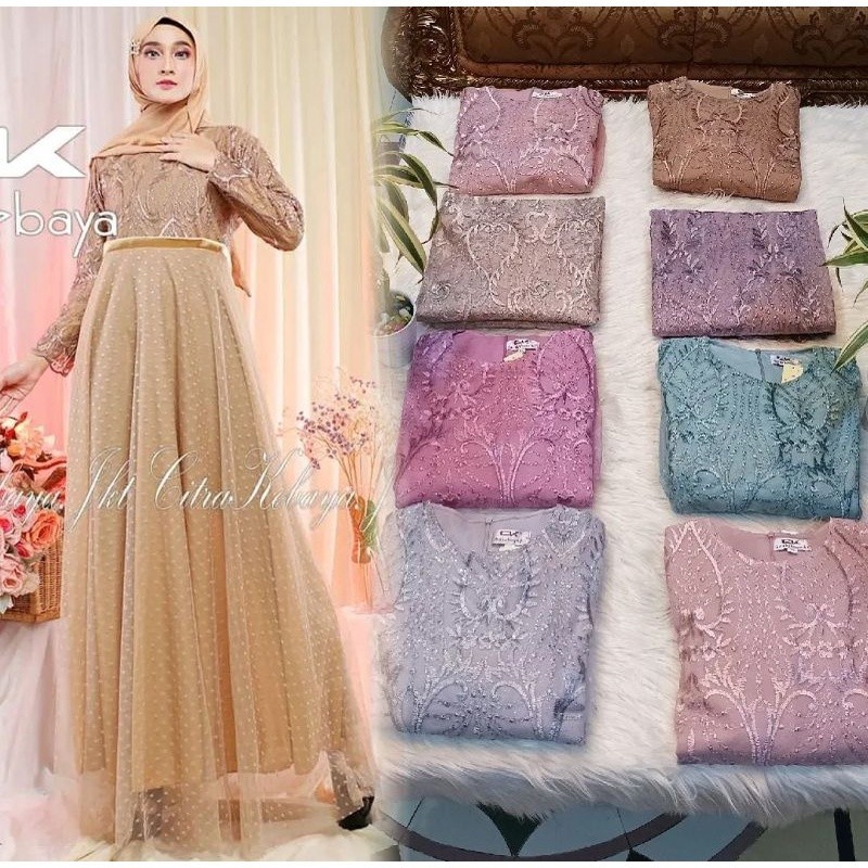 Kebaya Gamis Brokat Citra Pita/ Gamis Modern Muslim/ Dress Pesta Brokat/ Gamis Wisuda/ Kebaya Pesta/