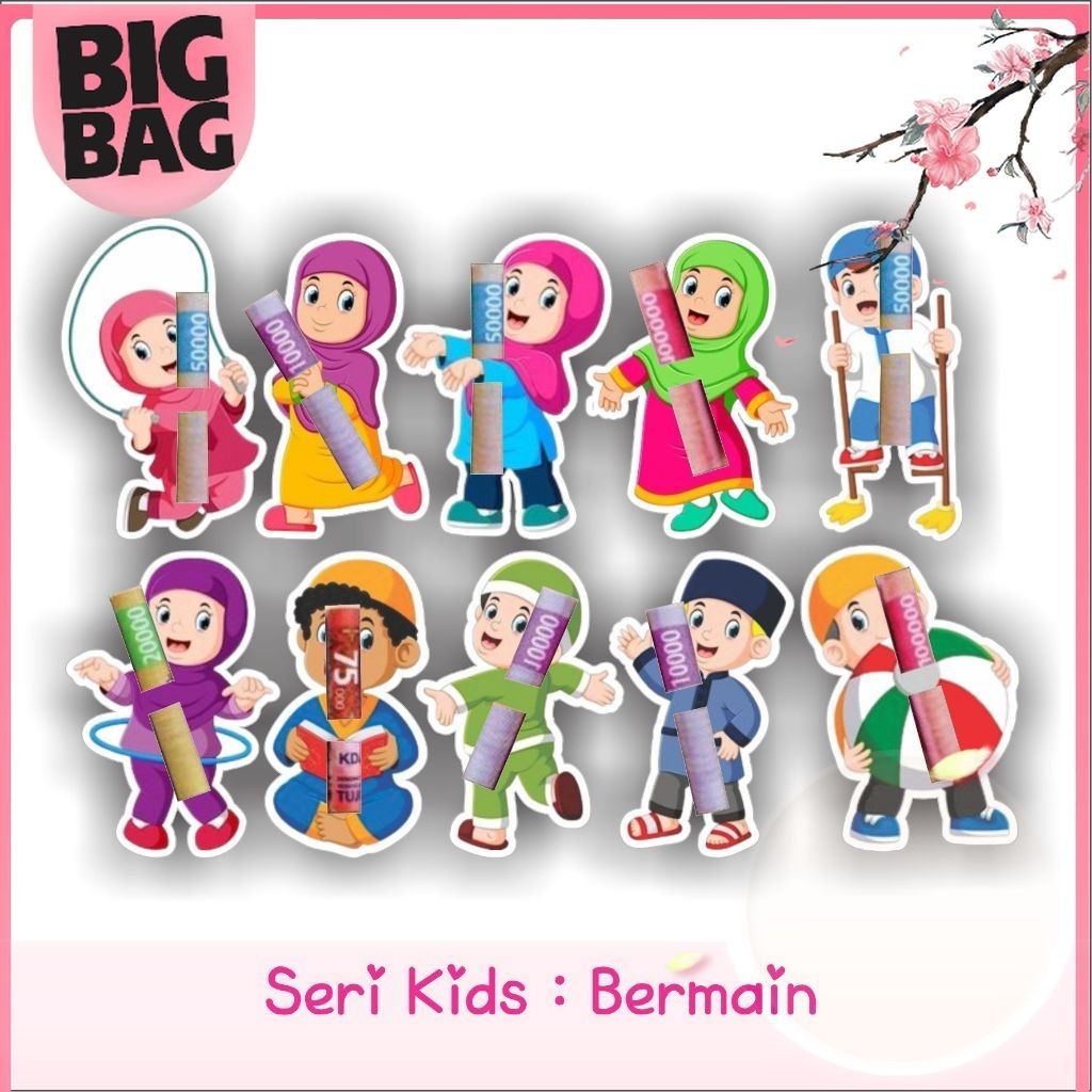 

(isi 5 pcs) Amplop Lebaran Amplop Peluk Sedotan Seri Anak Kids Muslim Muslimah Bermain - Edisi Lebaran Bigbag_Shop