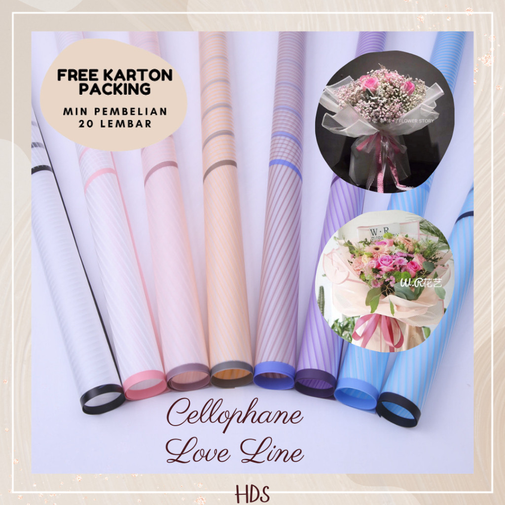 

HDS FLOWER WRAPPING PAPER LOVE LINE CELLOPHANE FLORIST KERTAS BUNGA BUKET