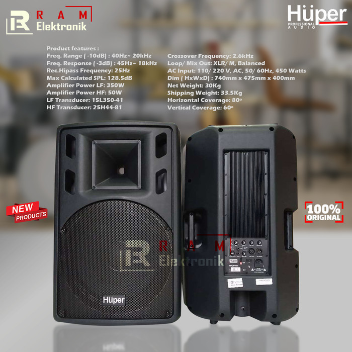 PROMO Speaker Aktif 15 Inch HUPER 15HA400 / 15 HA400 / 15 HA 400 Original