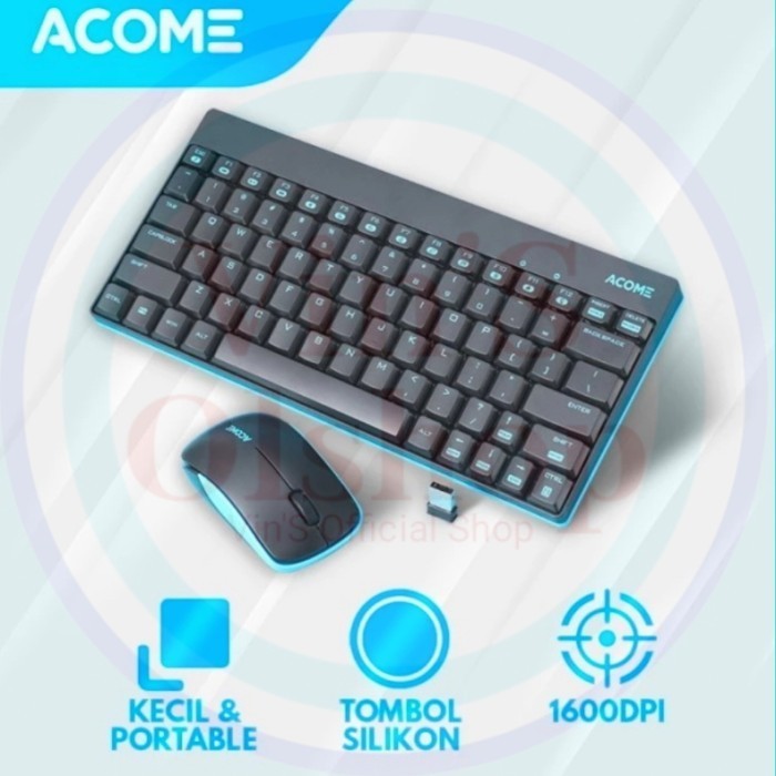 Keyboard + Mouse Wireless Acome AKM2000 Silicon / Keyboard Mouse Combo
