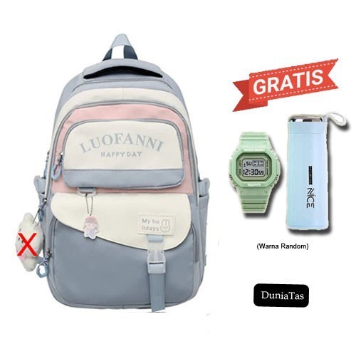 Tas Ransel Sekolah Anak Perempuan SD SMP Luofan SET  - Hitam