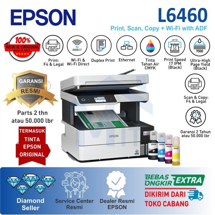 FLASH SALE Printer Epson L6460 L 6460 L-6460 All in One F4 ADF WIFI PIGMENT DUPLE