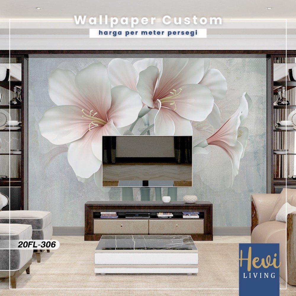Wallpaper Custom Ruang Keluarga - Motif Floral - Wall Sticker Dinding- Wallbanner - Wallpaper Per Me