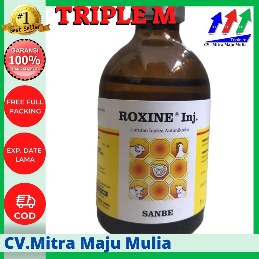 Roxine 100 ml TRIPLE M - Antibiotik Sapi Kambing dll Sanbe