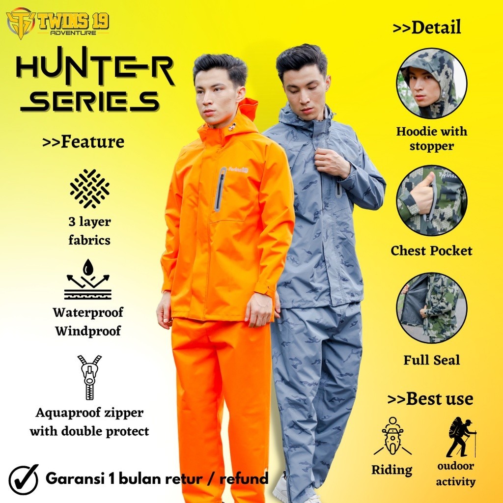 Jas hujan Pria Wanita Outdoor Hunter series TWINS19