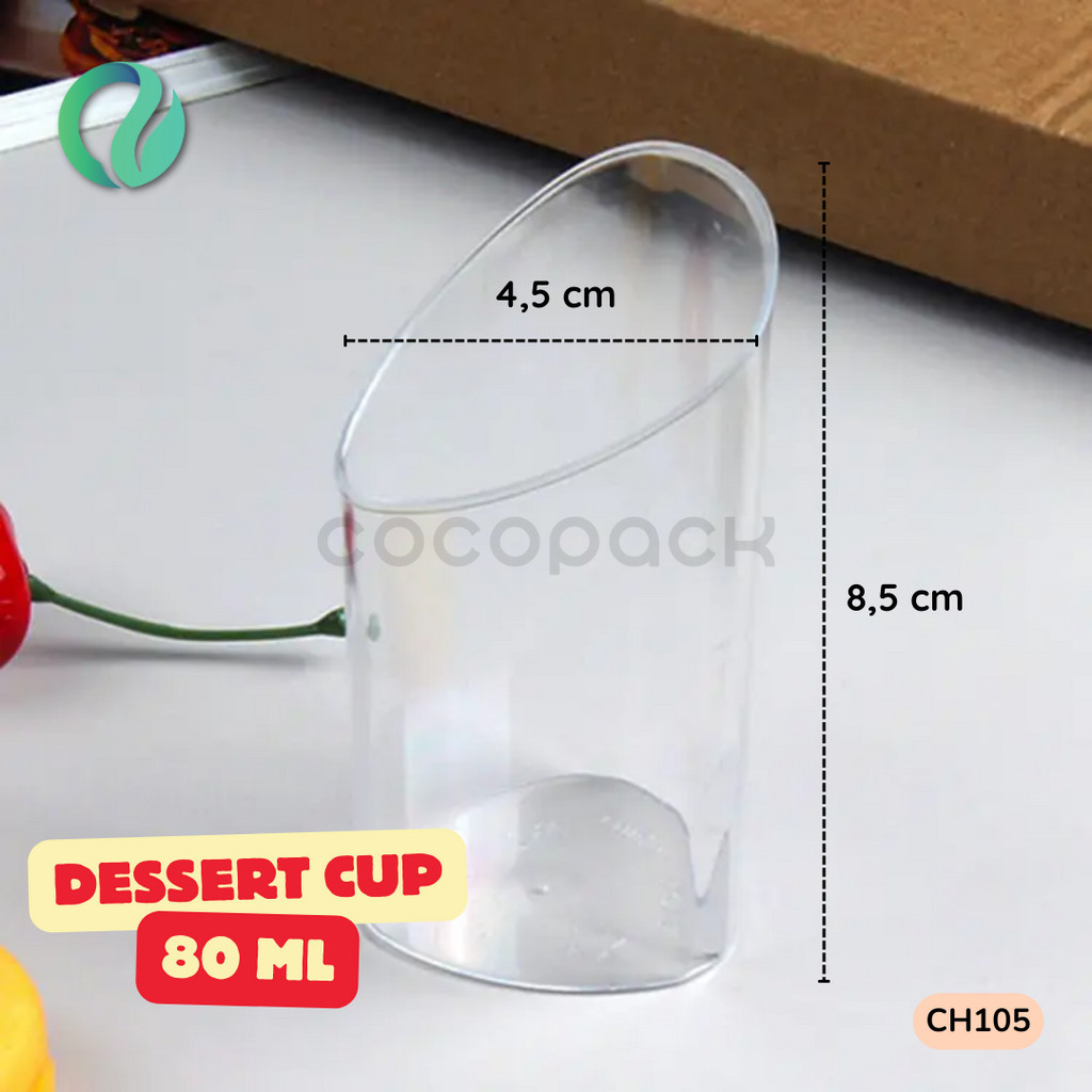 PS Transparent Bevelled Mini Dessert Cup Puding Jelly 80ml 5 PCS