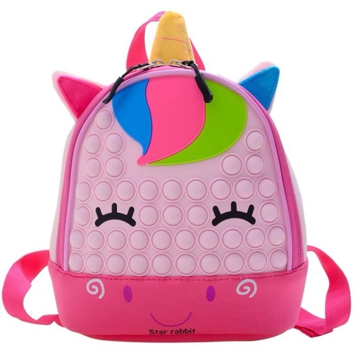 children pop it backpack bag tas ransel pop it anak cute color - Cow