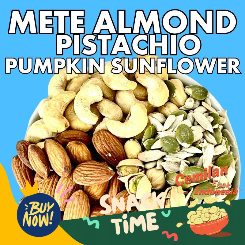 

Special Diskon TRAIL MIX 5 SPECIAL 1KG KACANG MEDE KACANG ALMOND PISTACHIO PUMPKIN SUNFLOWER (CEMILAN DIET PREMIUM QUALITY)