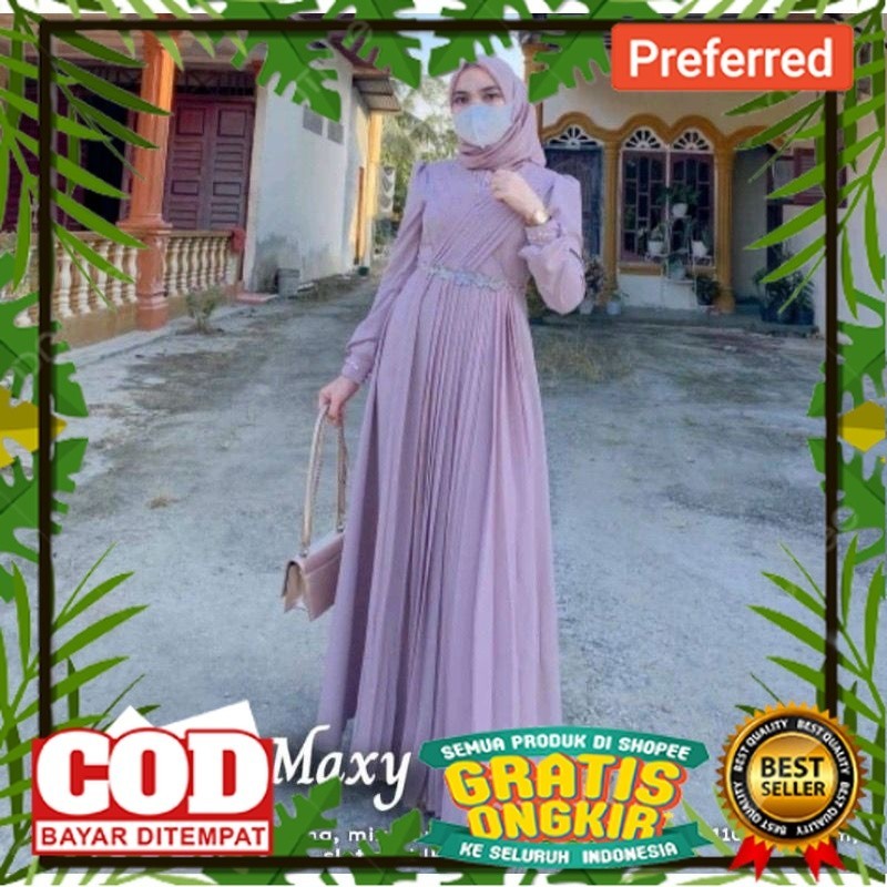 Princess Maxy Gamis Kondangan Cantik Dress Brukat Tille Mutiara Seragam Bridesmaid Baju Tunangan Gam