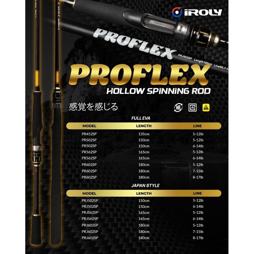 [Best Seller] Joran Spinning Iroly Proflex 135/150/165/180- Gagang Full Eva - JS-165