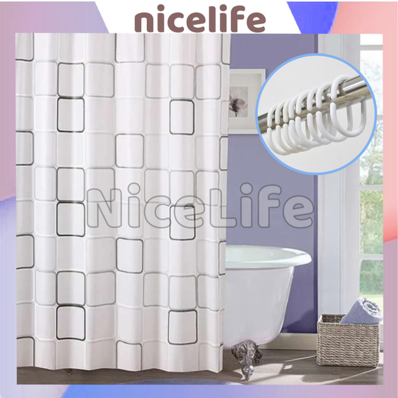 Tirai Kamar Mandi Bahan Tebal / Curtain Shower Waterproof /  Shower Curtain Gorden Kamar Mandi / Tir