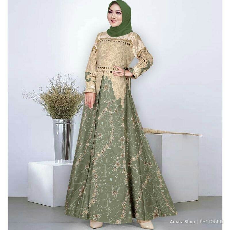 Gamis melati motif terbaru kekinian maxmara premium