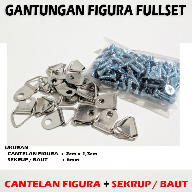 Gantungan Figura Segitiga 2cm Sekrup Baut 6mm Isi 100 Cantelan Cantolan Figura Pigura Pengait Kait F