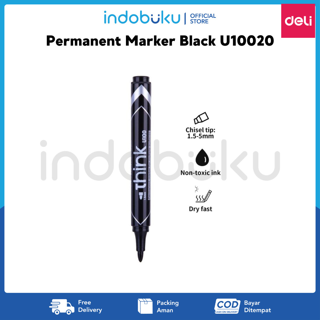 

Permanent Marker Black Deli Spidol Permanent Deli Hitam U10020