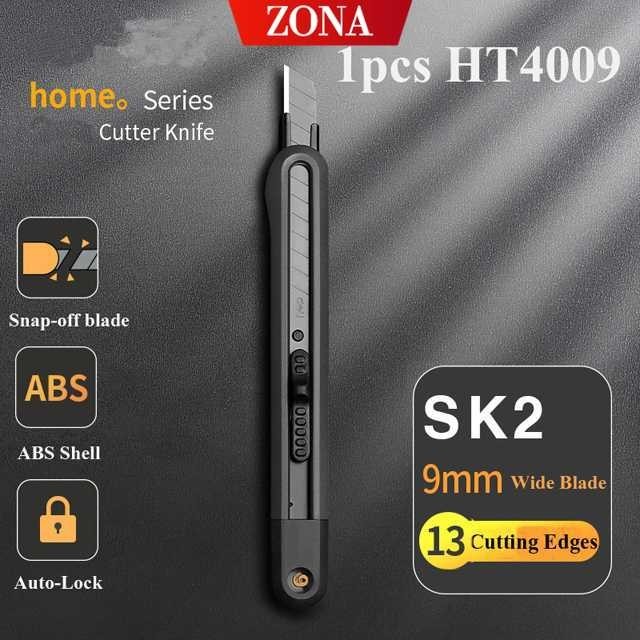 

ZONA Pisau Cutter Auto Lock Snap Off Blade 13 Cutting Edges SK2 9mm - HT4009