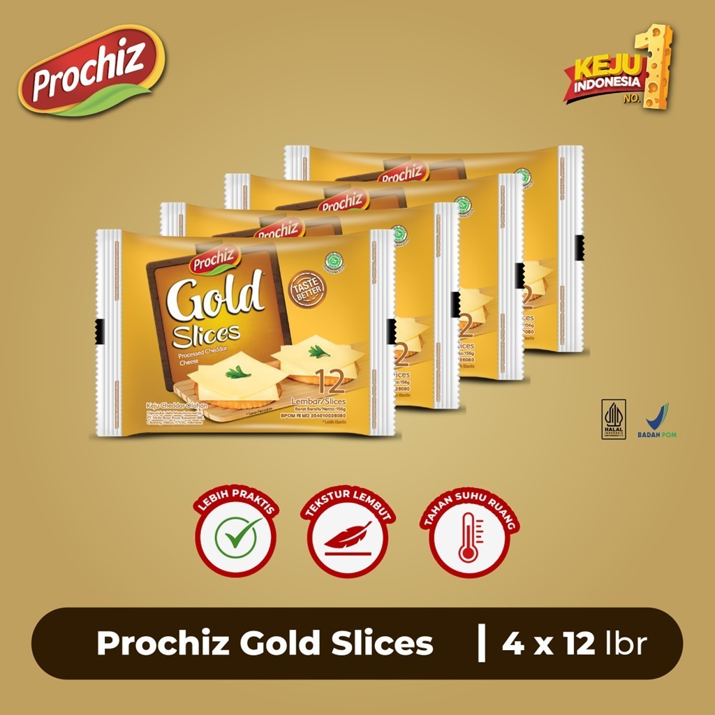 

PROCHIZ Gold Keju Slice 12 slice x 4