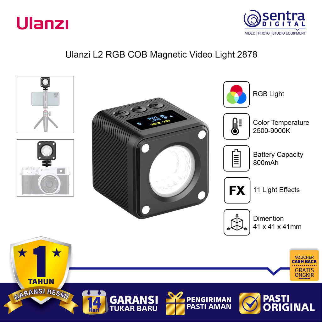 Ulanzi L2 RGB COB Magnetic Video LED Light - 2878