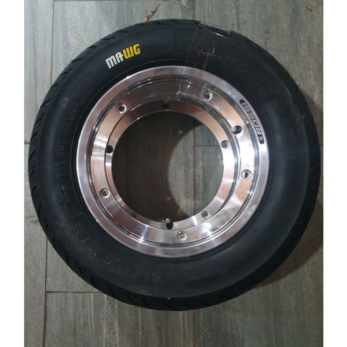 Paket Velg VROSSI Ring 10 X MAXXIS MA WG 100/90 - 10 Vespa classic Tubeless Original