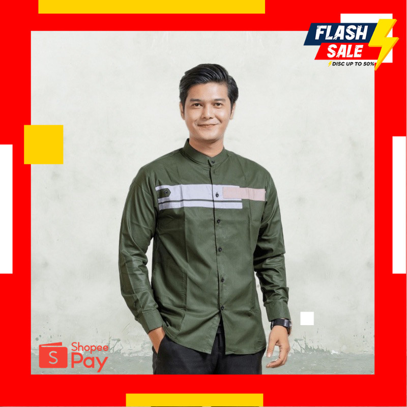 LEBARAN SALE 4.4 |  Baju Koko Pria Lengan Panjang Motif JORDAN terbaru Navy coksu army abu putih