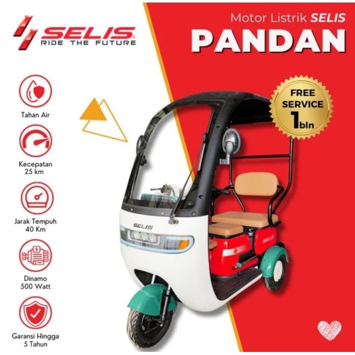 promo spesial Motor Listrik Selis Pandan (Roda 3)
