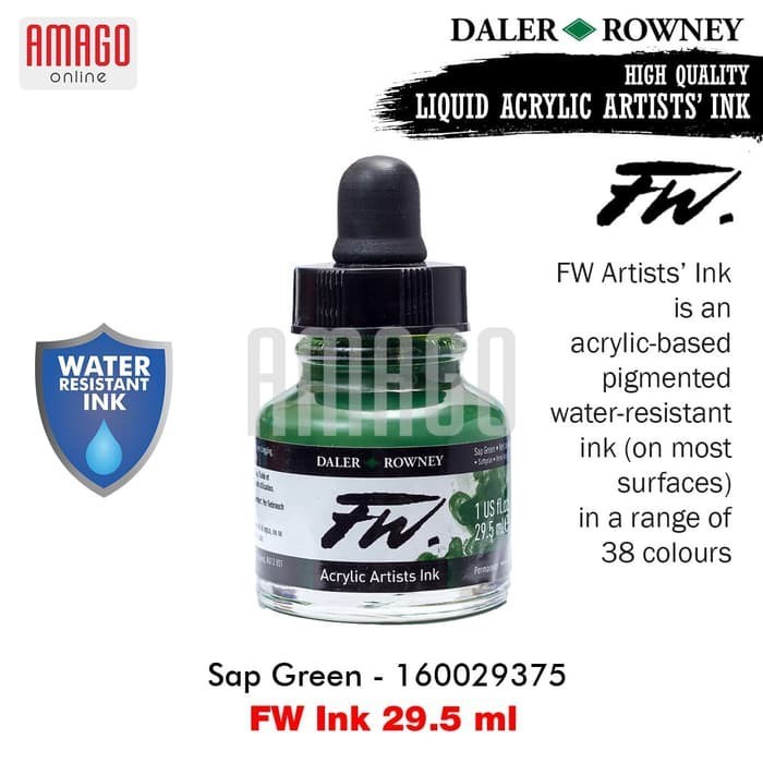 

DALER-ROWNEY - FW Ink 29.5 ml - Acrylic Artists Ink - Cat Akrilik - Sap Green - 160029375