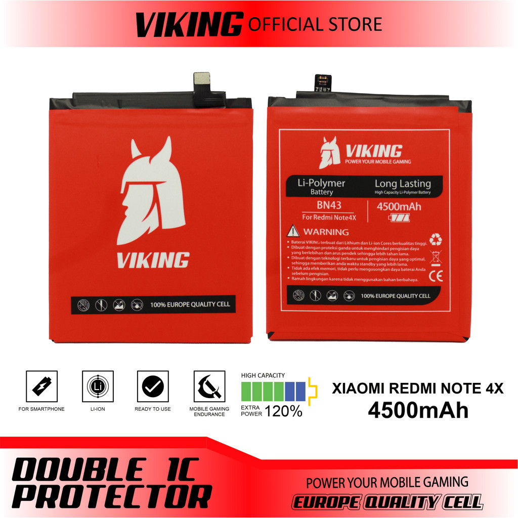 VIKING Baterai Redmi Note 4X - Note 4 Snapdragon BN43 Double Power