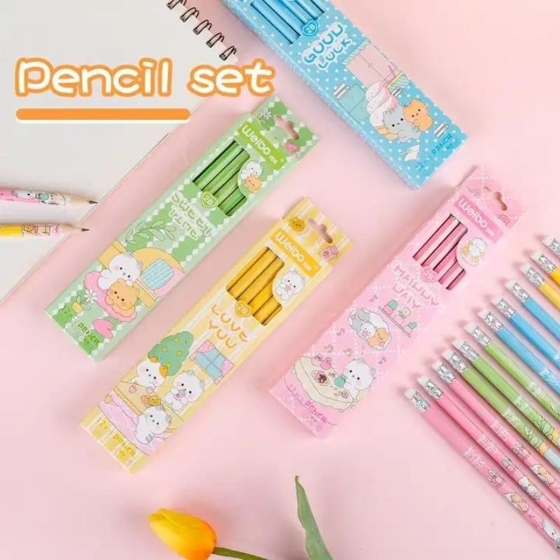 

WEIBO Pensil Set Karakter Anak Lucu Isi 12pcs - Pensil Motif Kartun Lucu Murah - pencil 2B kayu fancy/pensil karakter/pensil kayu murah/pensil fancy