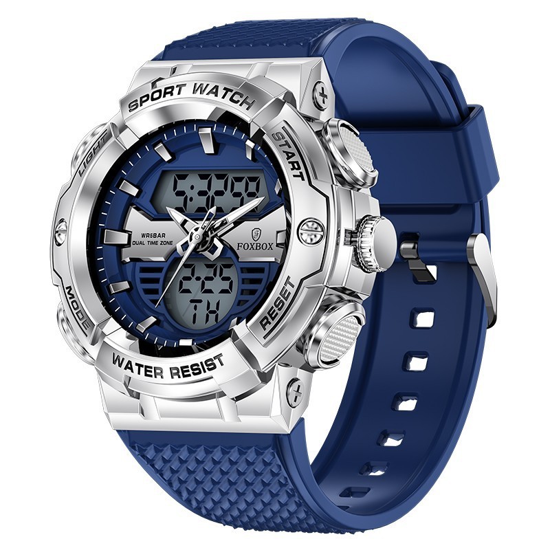FOXBOX jam tangan pria jam tangan pria anti air 50m jam tangan LED Alarm tanggal untuk pria olahraga