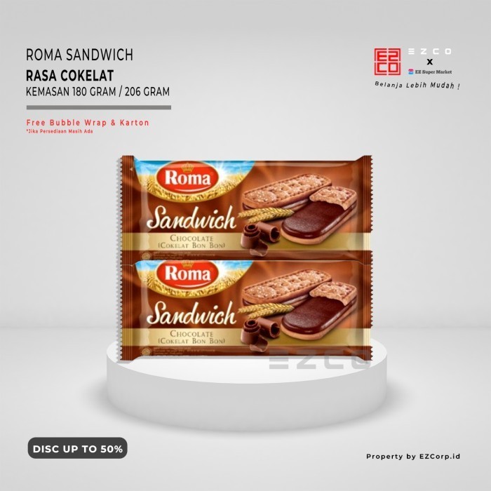 

ROMA SANDWICH RASA CHOCOLATE KEMASAN 180 / 206 GRAM